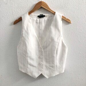 ALICE + OLIVIA Off White Pinstripe Cropped Vest Size 12